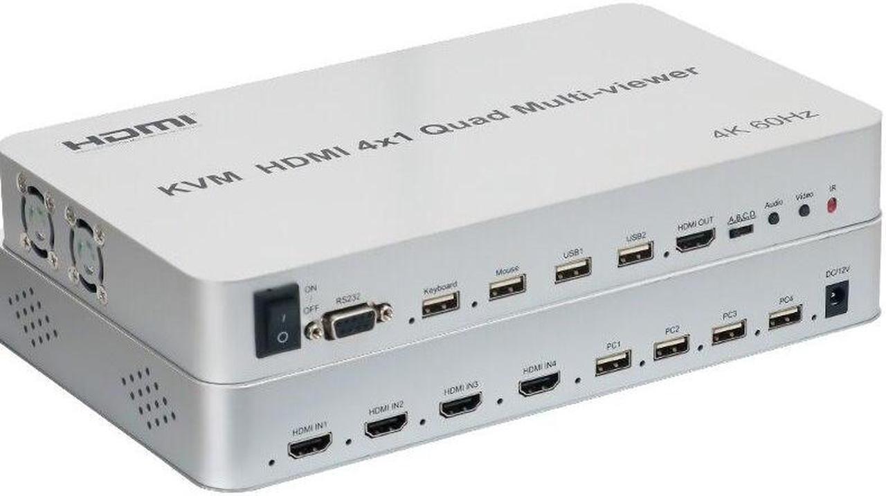 Alt view image 6 of 6 - KVM HDMI Multi-viewer 4X1 4K 60Hz HDMI KVM Quad Screen Segmentation 1080P Multiviewer MultiViewer Seamless Switch for PC to HDTV(US Plug)
(4K 60Hz)