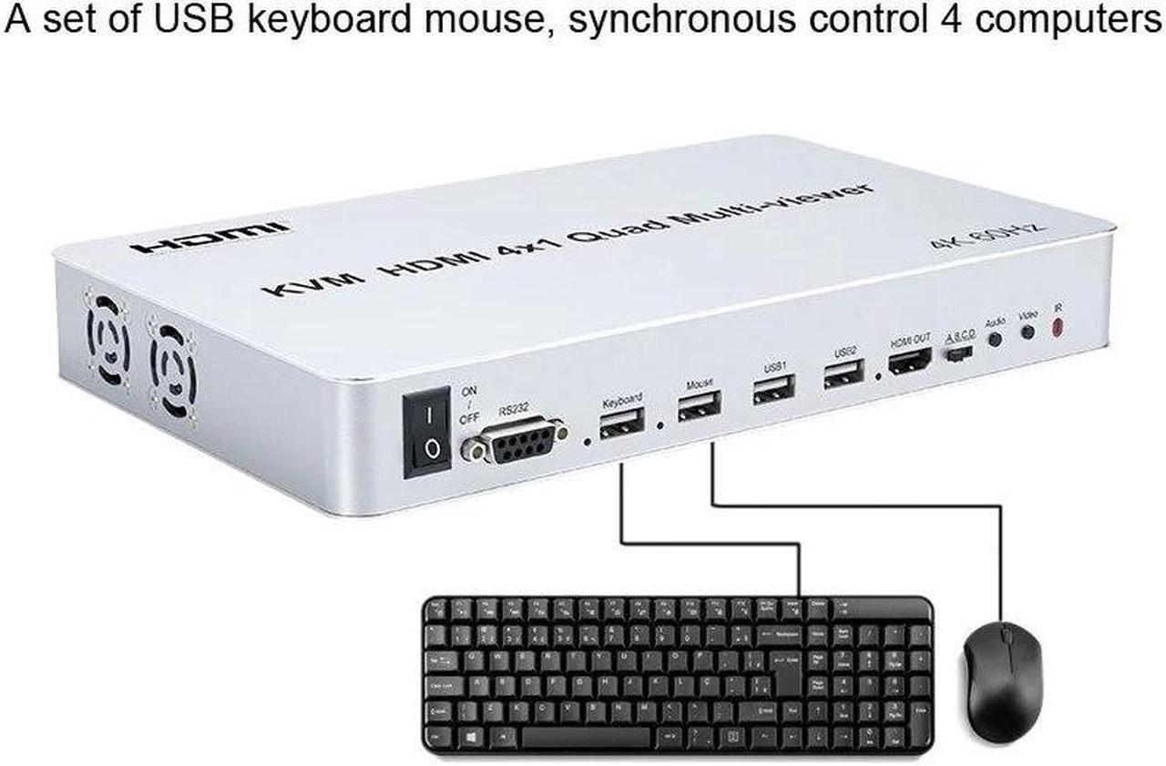 Alt view image 4 of 6 - KVM HDMI Multi-viewer 4X1 4K 60Hz HDMI KVM Quad Screen Segmentation 1080P Multiviewer MultiViewer Seamless Switch for PC to HDTV(US Plug)
(4K 60Hz)