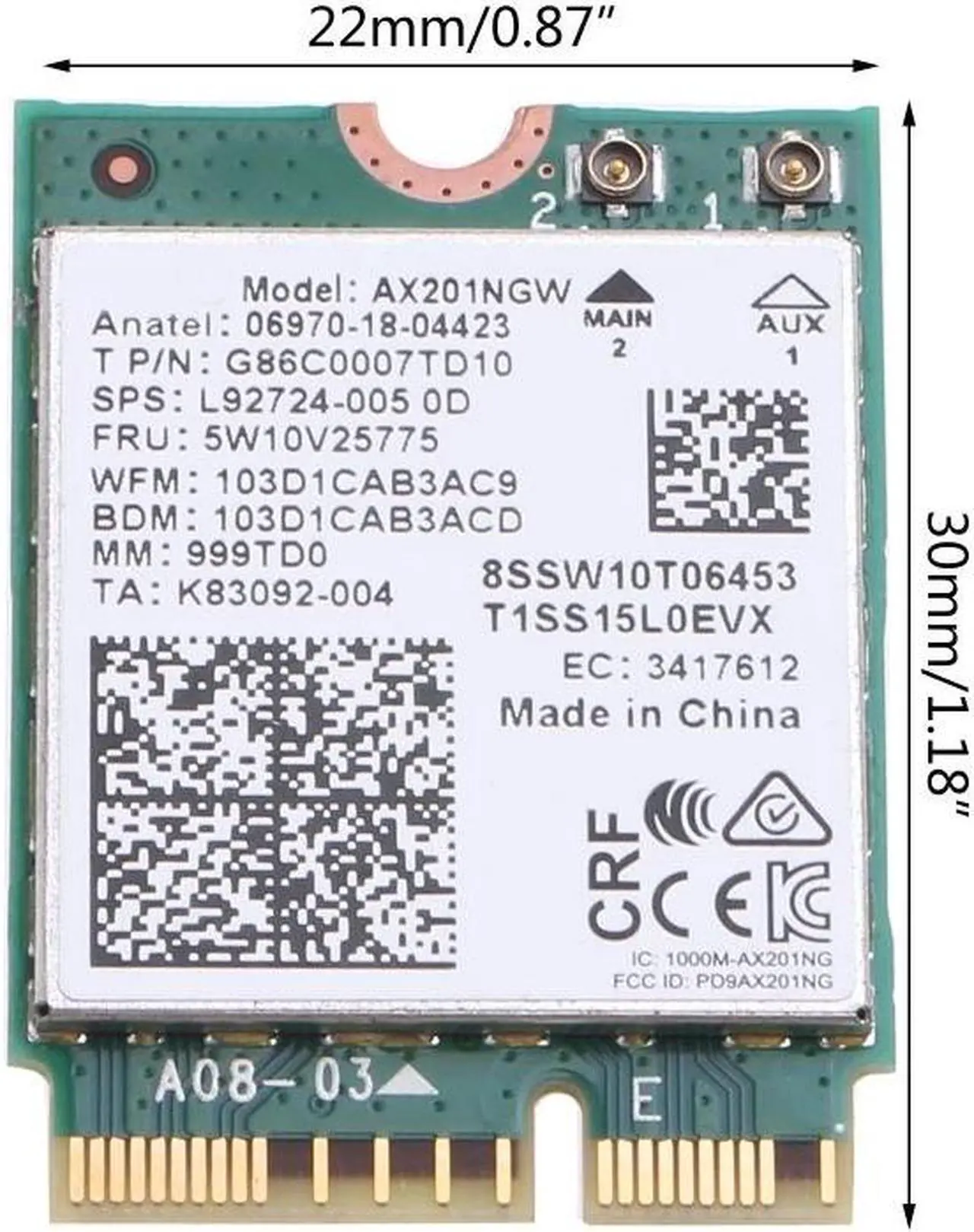 Alt view image 6 of 6 - WiFi Key E M.2 CNVio2 Desktop Adapter BT 5.0 Wireless 802.11ax 2.4G/5G/ Support MU-MIMO AX201NGW Gigabit Network Card Dropship