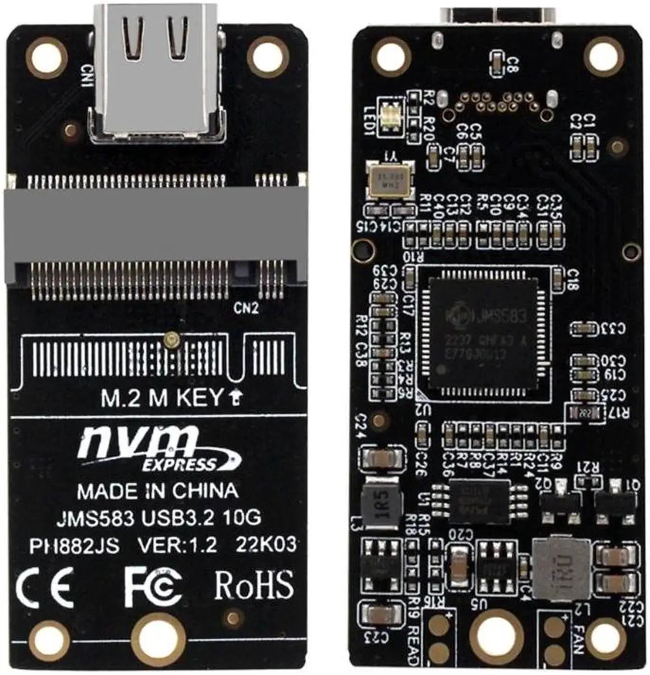 Alt view image 4 of 6 - NVME to USB 3.1 Type-C Adapter M2 NVME SSD Adapter JMS583 10Gbps .2 to USB 3.1 Support m2 nvme SSD 2230/42/60/80 Dropship