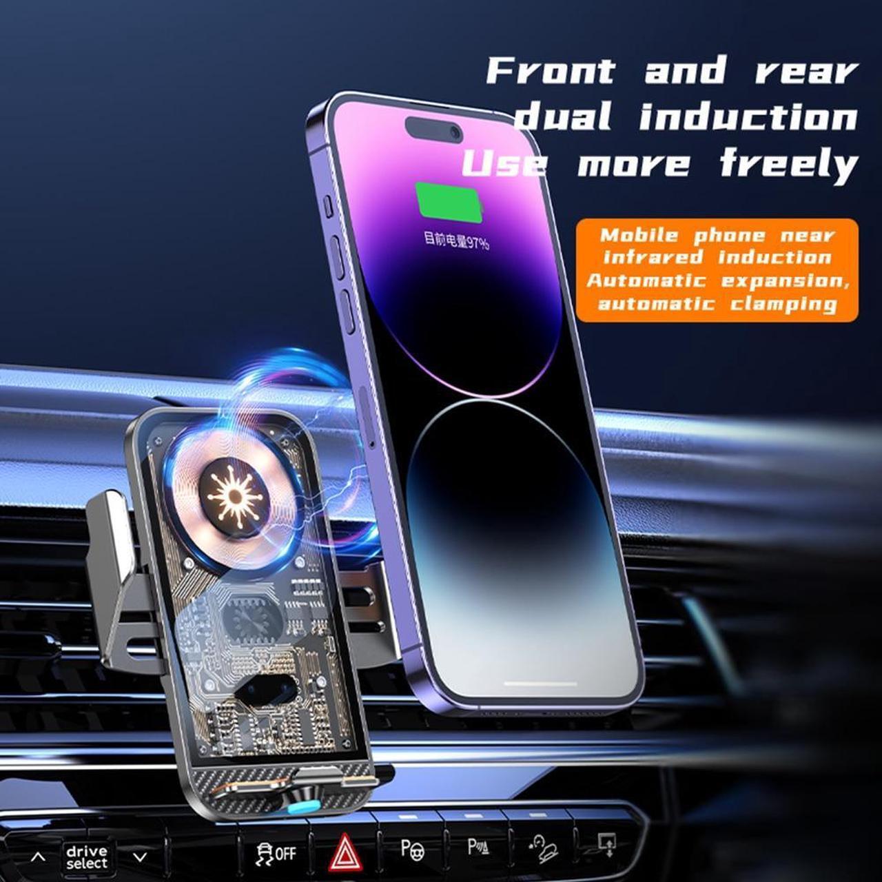 Alt view image 3 of 6 - Magnetic Wireless Charger Car Air Vent Mount Phone Holder Stand Fast Charging Station For i-phone 12 13 14 Pro Max(Black)