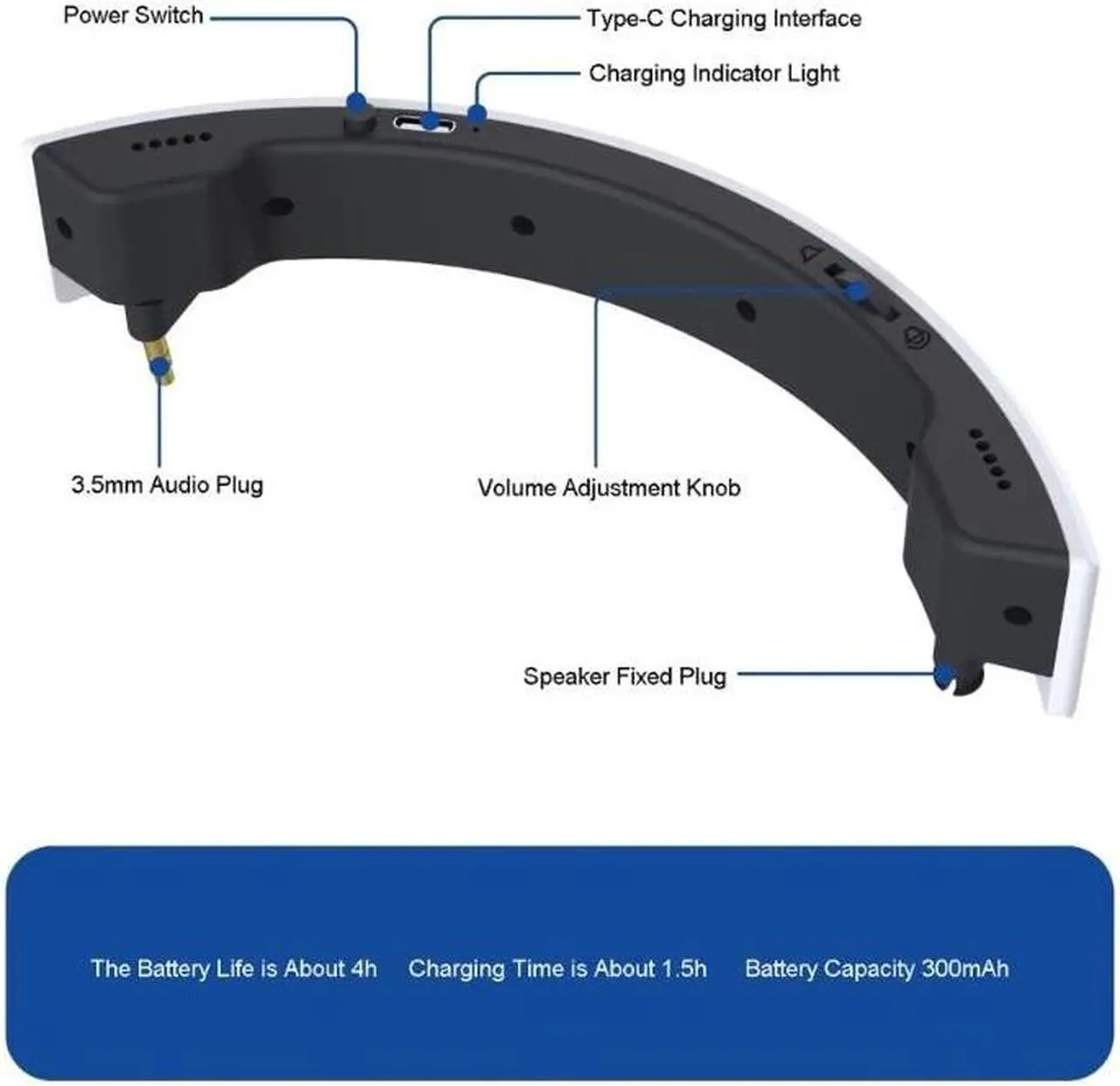 Alt view image 4 of 6 - Headset Stereo External Amplifier Loudspeaker for PS VR2 Headset Mini Speaker Low Power Consumption Mini Speaker