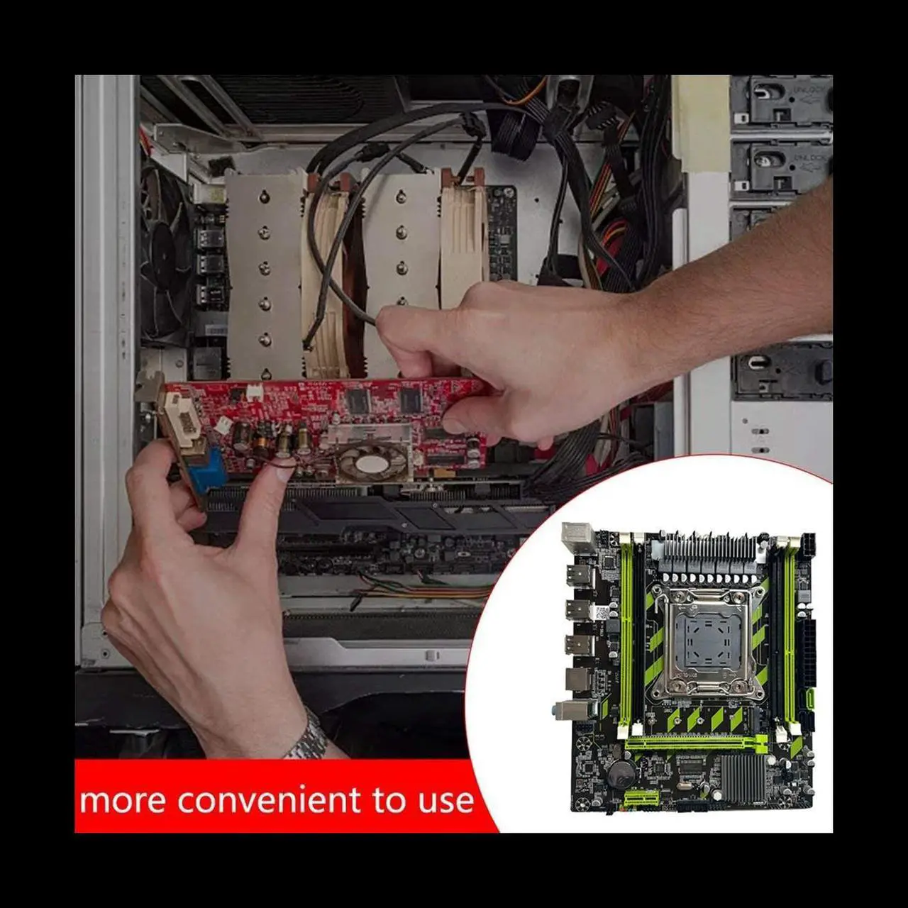 Main image of X79G Motherboard+SATA Cable+Bezel LGA2011 4XDDR3 RECC Slot M.2 NVME PCI-E X16 6XUSB2.0 SATA3.0 Server Game Motherboard