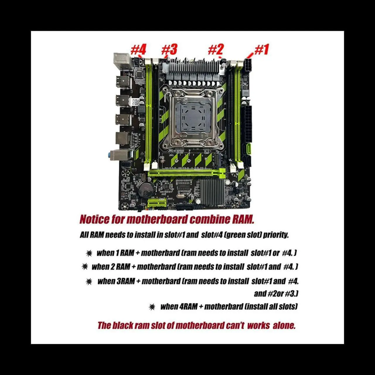 Alt view image 4 of 6 - X79G Motherboard+SATA Cable+Bezel LGA2011 4XDDR3 RECC Slot M.2 NVME PCI-E X16 6XUSB2.0 SATA3.0 Server Game Motherboard