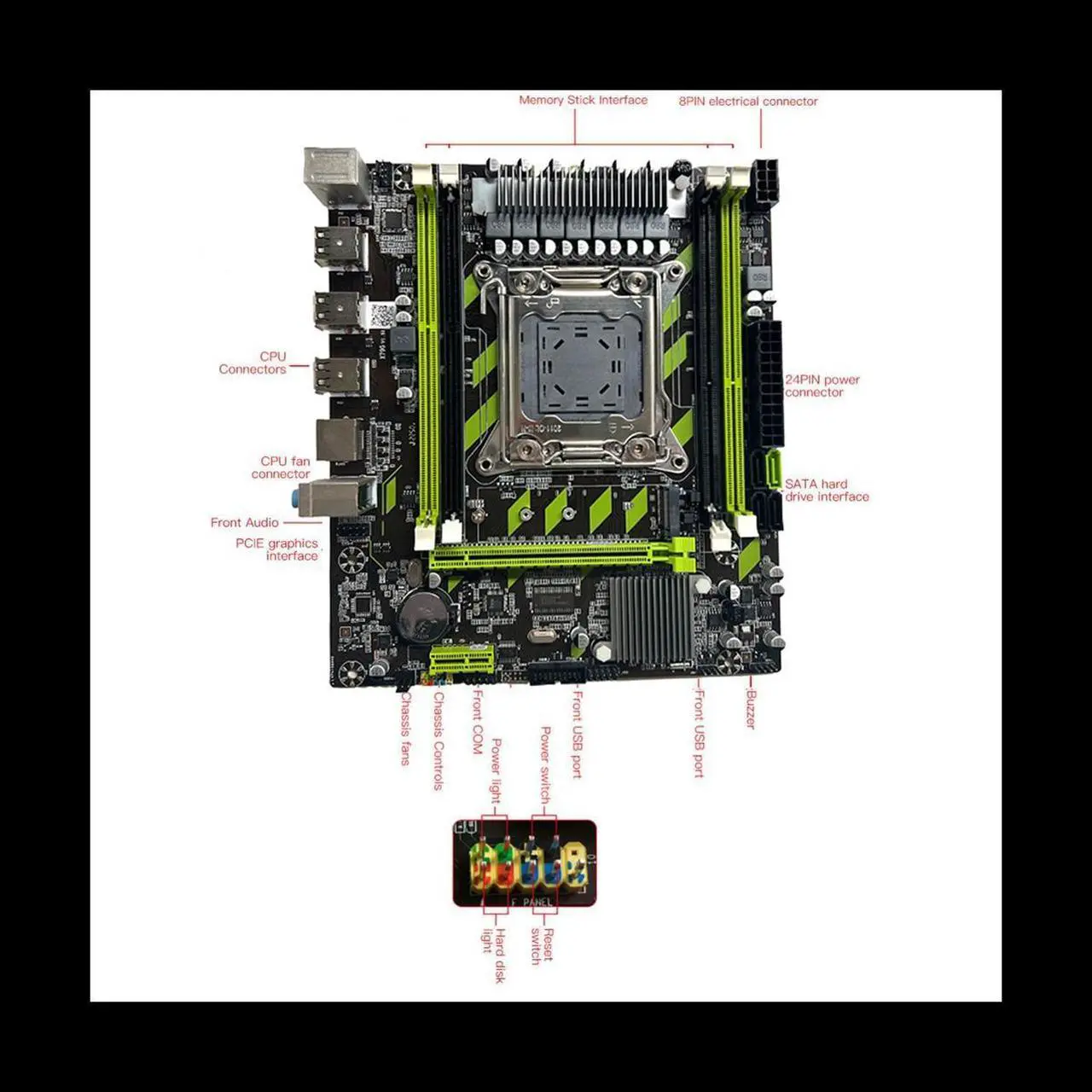 Alt view image 3 of 6 - X79G PC Game Motherboard+Switch Cable LGA2011 4XDDR3 RECC RAM Slot M.2 NVME PCIE X16 6XUSB2.0 SATA3.0 Server Motherboard