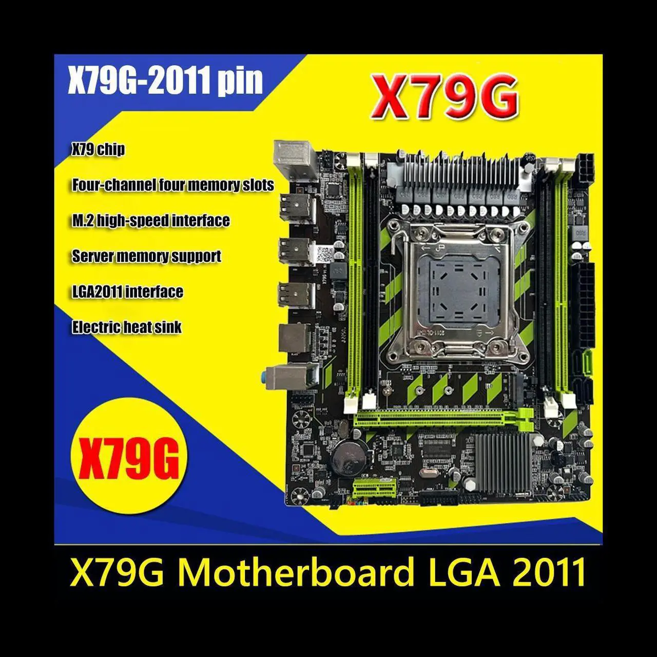 Alt view image 5 of 6 - X79G PC Game Motherboard+Switch Cable LGA2011 4XDDR3 RECC RAM Slot M.2 NVME PCIE X16 6XUSB2.0 SATA3.0 Server Motherboard