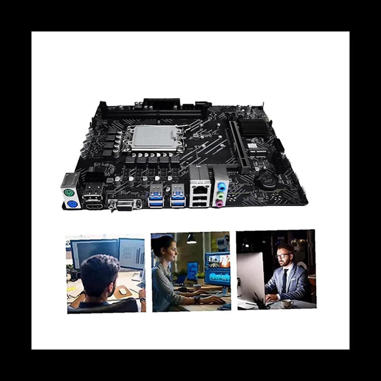Alt view image 2 of 6 - B660 Motherboard+Thermal Grease+SATA Cable LGA1700 12Th/13Th CPU 2XDDR4 RAM Slot HD+DP+VGA PCIE 16X SATA3.0 Motherboard
