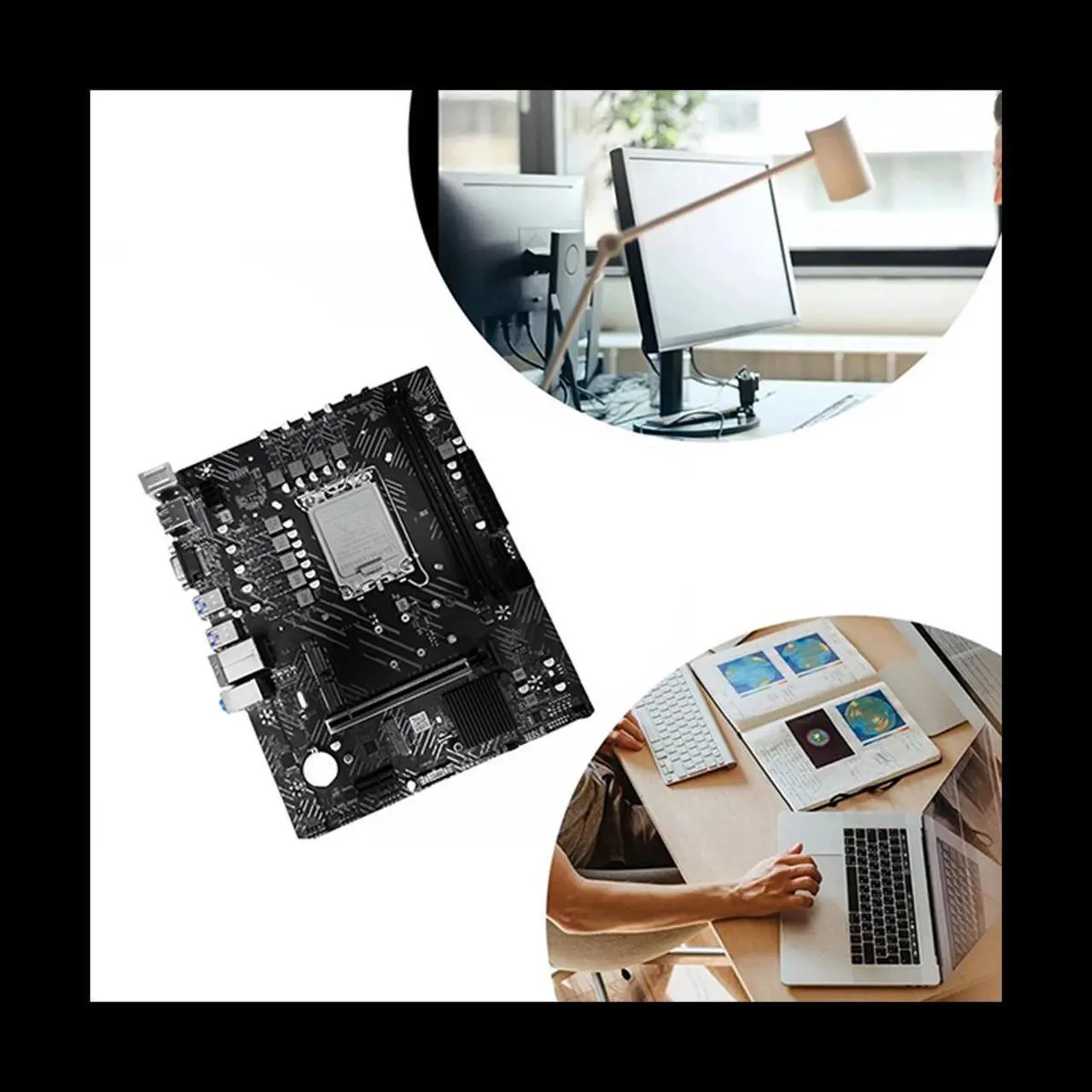 Alt view image 6 of 6 - B660 Motherboard+Thermal Grease+SATA Cable LGA1700 12Th/13Th CPU 2XDDR4 RAM Slot HD+DP+VGA PCIE 16X SATA3.0 Motherboard