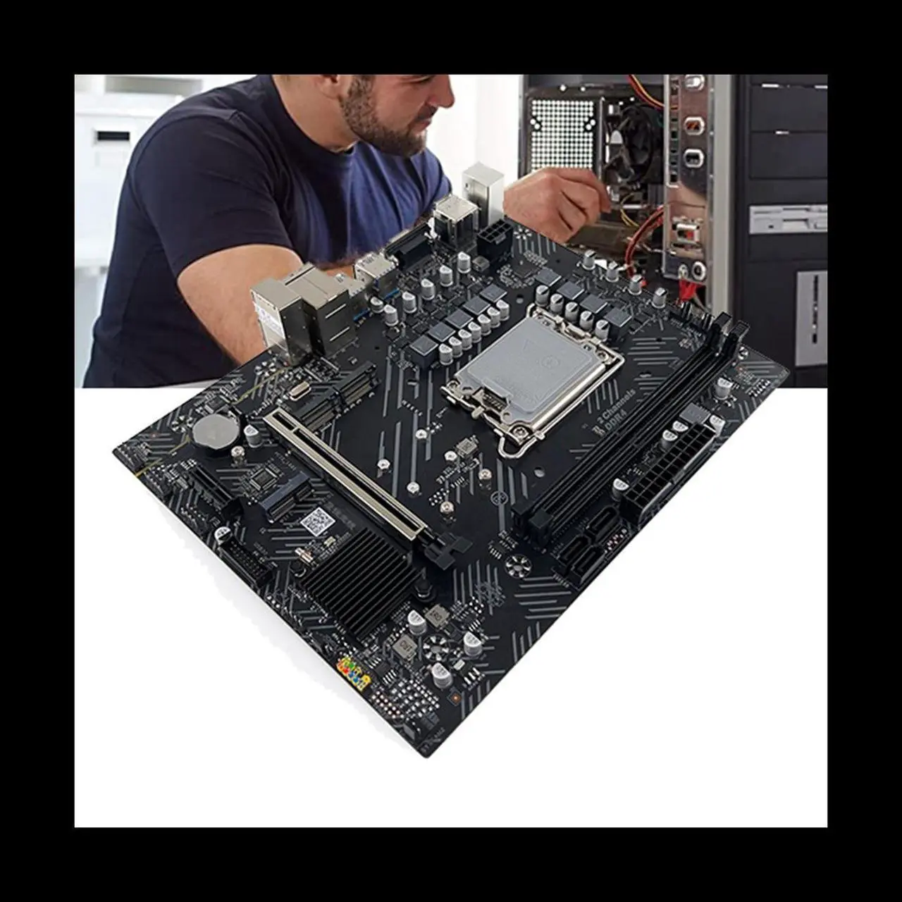 Alt view image 3 of 6 - B660 Motherboard+Thermal Grease+SATA Cable LGA1700 12Th/13Th CPU 2XDDR4 RAM Slot HD+DP+VGA PCIE 16X SATA3.0 Motherboard