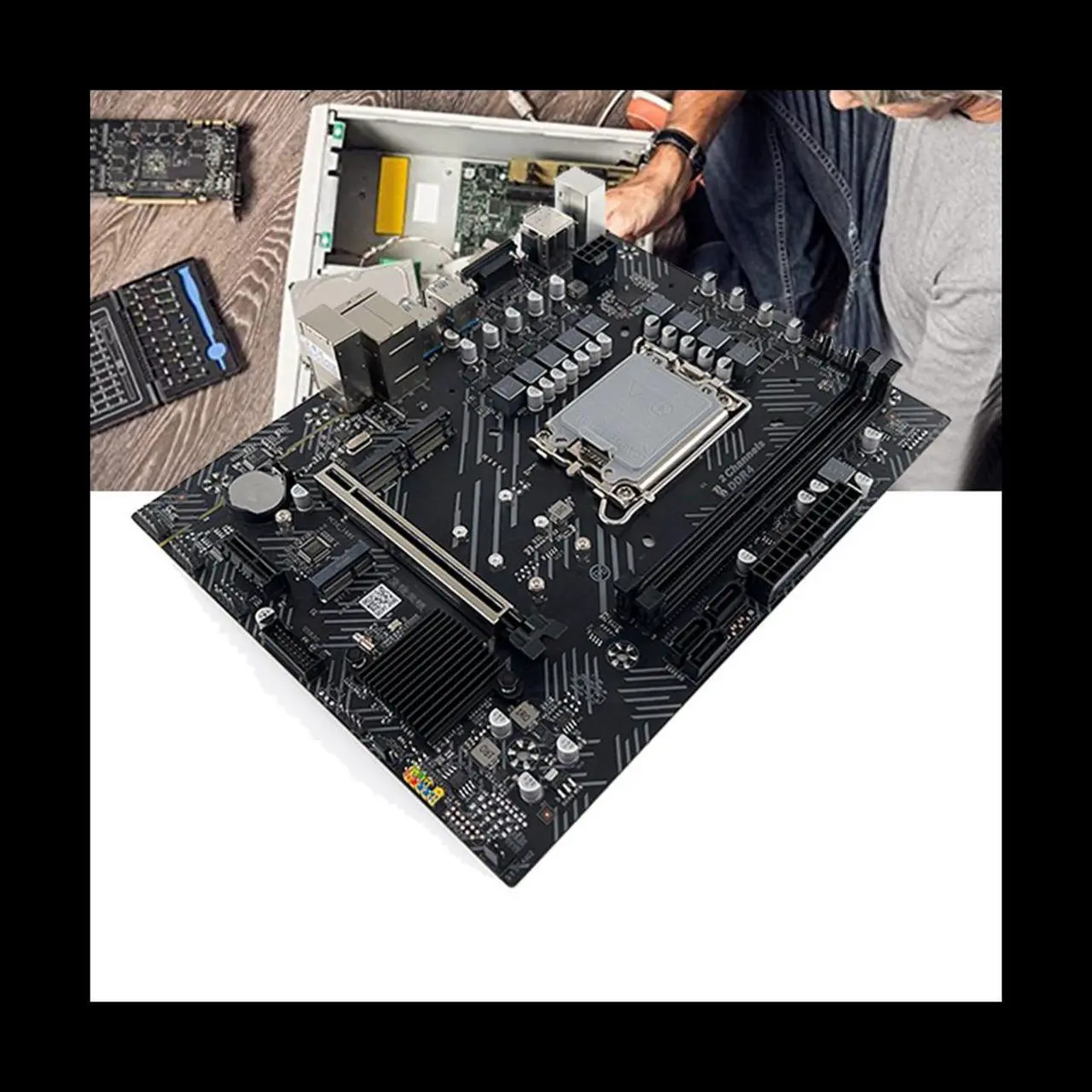 Alt view image 4 of 6 - B660 Motherboard+Thermal Grease+SATA Cable LGA1700 12Th/13Th CPU 2XDDR4 RAM Slot HD+DP+VGA PCIE 16X SATA3.0 Motherboard