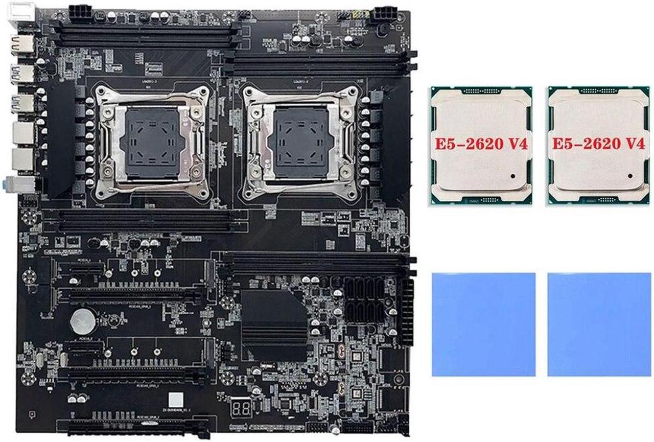 Main image of X99 Dual-Socket Motherboard+2XE5-2620 V4 CPU+2XThermal Pad LGA2011-3 8XDDR4 ECC RAM Slot PCIE X16 Server PC Motherboard