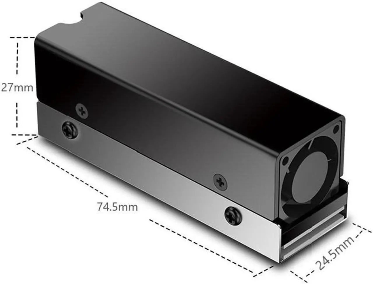 Alt view image 6 of 6 - M.2 SSD NVMe Heat Sink M2 2280 Solid State Disk Air Circulation Radiator with Fan Aluminum Heatsink Thermal Pad Cooler
