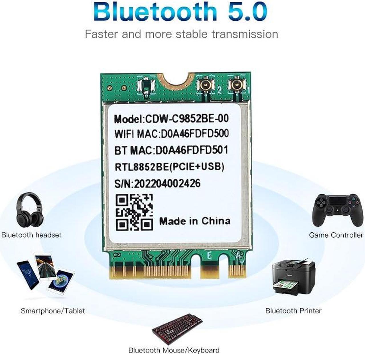 Alt view image 4 of 6 - Wifi 6 Realtek RTL8852BE Network Card 1800Mbps BT 5.0 Dual Band Wireless Wi-Fi Adapter 802.11ac/ax 2.4G/5Ghz MU-MIMO For Win 10