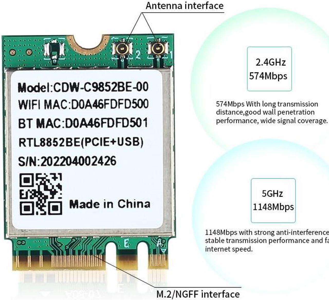 Alt view image 5 of 6 - Wifi 6 Realtek RTL8852BE Network Card 1800Mbps BT 5.0 Dual Band Wireless Wi-Fi Adapter 802.11ac/ax 2.4G/5Ghz MU-MIMO For Win 10