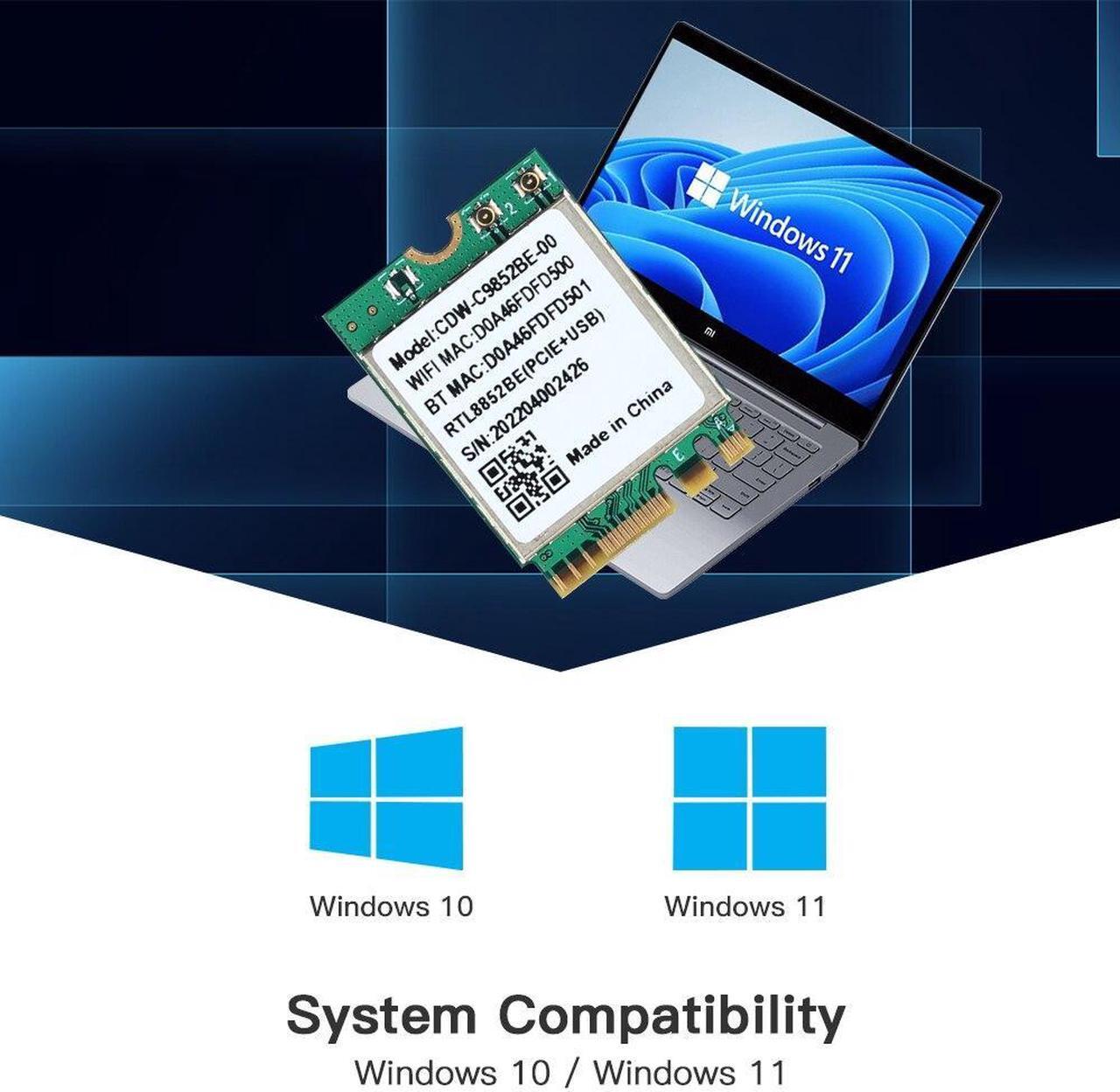 Alt view image 3 of 6 - Wifi 6 Realtek RTL8852BE Network Card 1800Mbps BT 5.0 Dual Band Wireless Wi-Fi Adapter 802.11ac/ax 2.4G/5Ghz MU-MIMO For Win 10