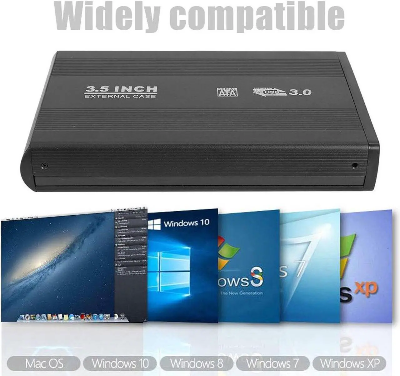Alt view image 2 of 6 - 3.5 inch Hard Disk Case SATA To USB3.0 Aluminum Alloy HDD Case External Hard Drive Enclosure With USB Cable For Computer Laptop(B)