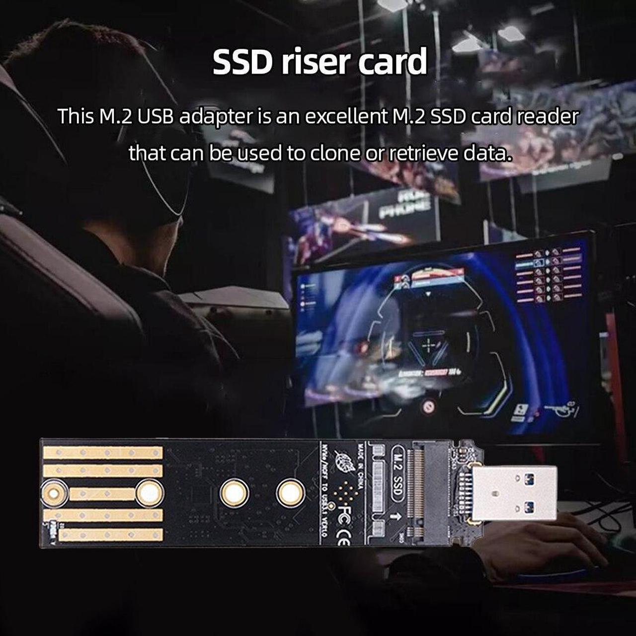 Alt view image 3 of 6 - M.2 To USB3.1 Gen2 Converter Card PCL-E Solid State Disk Adapter 6/10Gbps Hard Drive Disk Converter Supports 2230 2242 2260 2280(C female port)