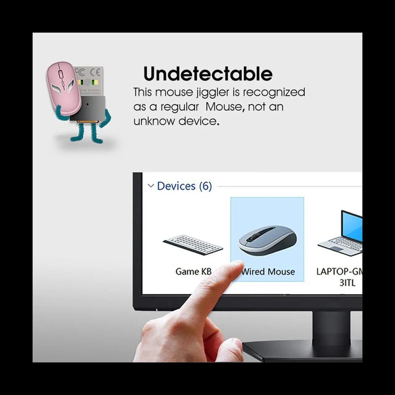 Alt view image 5 of 6 - USB Mouse Mover Full Metal Undetectable Mouse Jiggler with Memory Function Automatic Mouse Mover Jiggler Keeps PC Awake