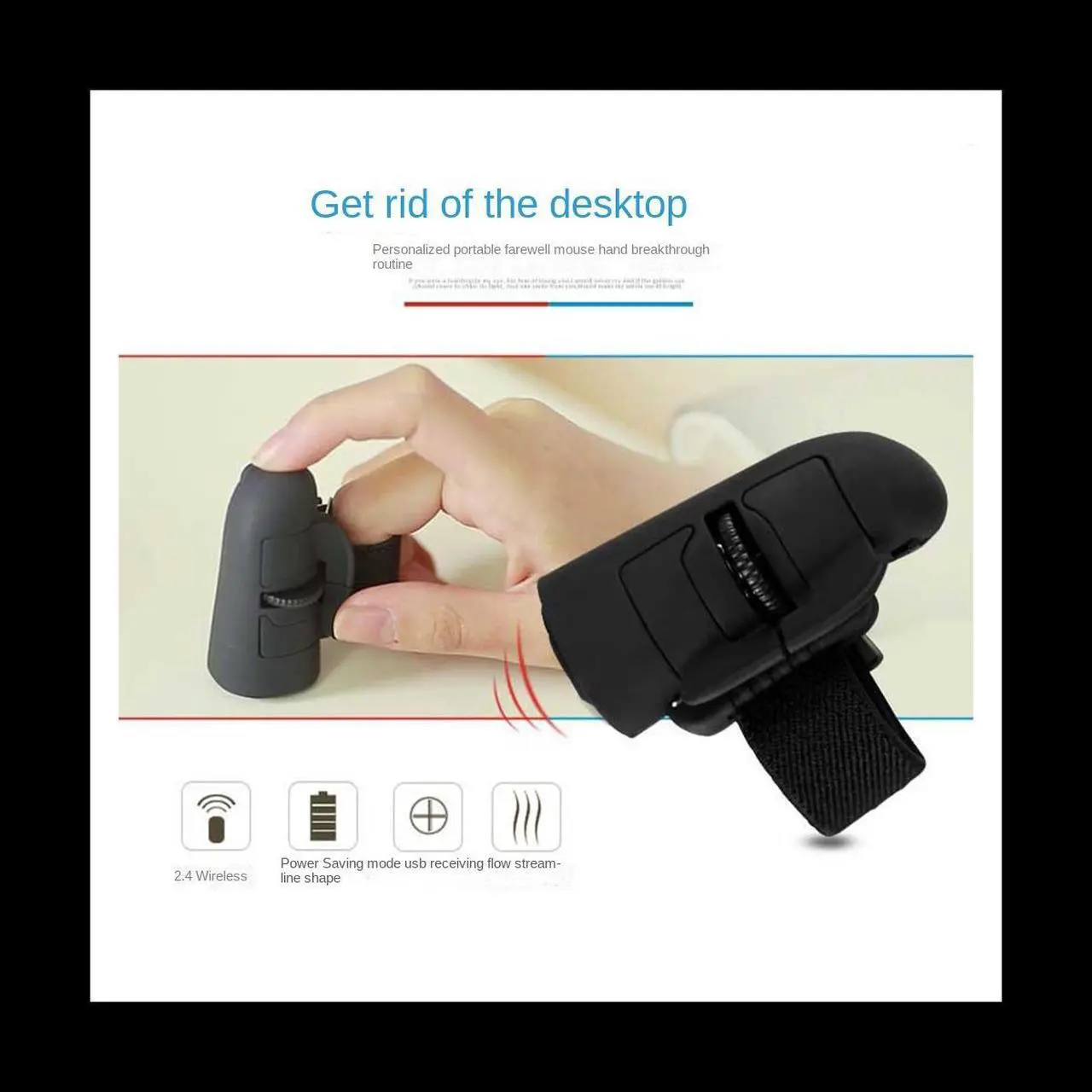 Alt view image 2 of 6 - Mini 2.4G Wireless Finger Ring Mouse Ergonomic Handheld Optical Travel Mice(Black)