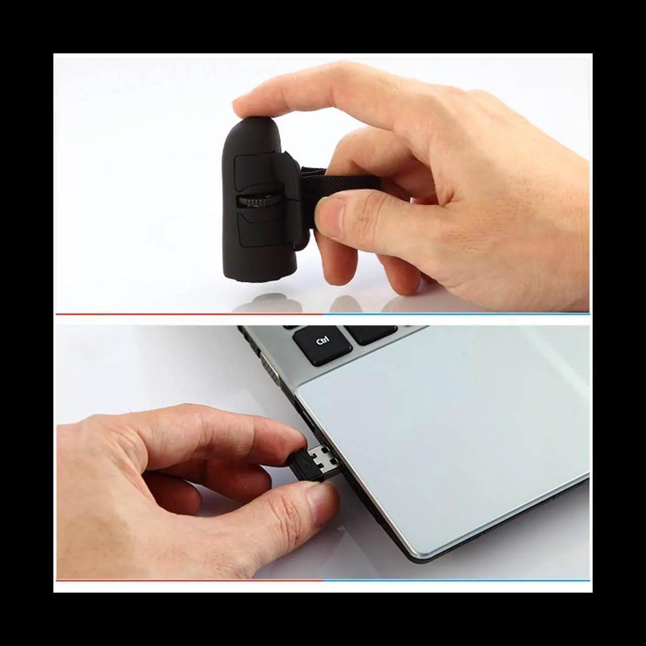 Alt view image 6 of 6 - Mini 2.4G Wireless Finger Ring Mouse Ergonomic Handheld Optical Travel Mice(Black)