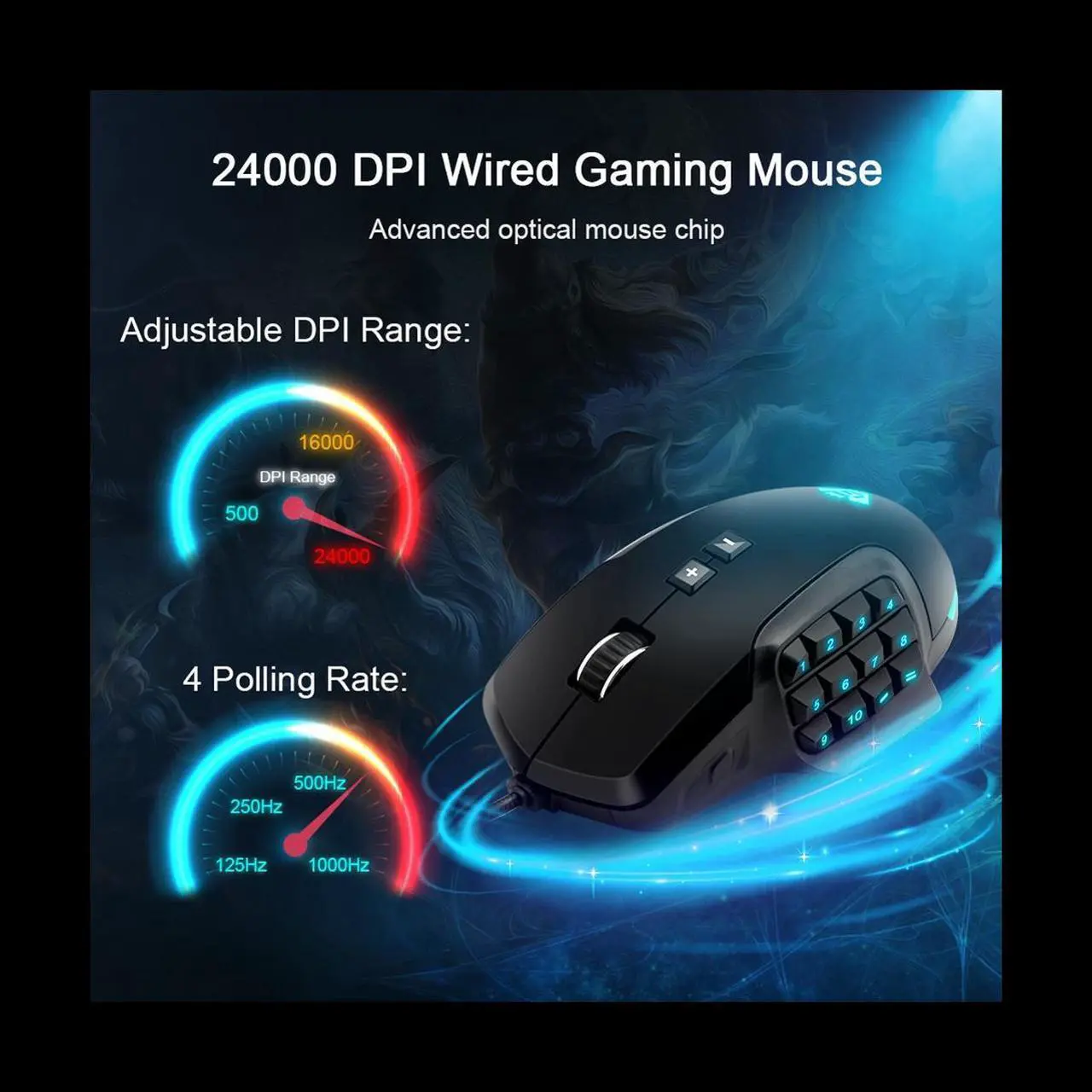 Alt view image 2 of 6 - USB Wired RGB Game Mouse 24000 DPI 16 Button Programming Game Optical Mice for Computer PC Laptop