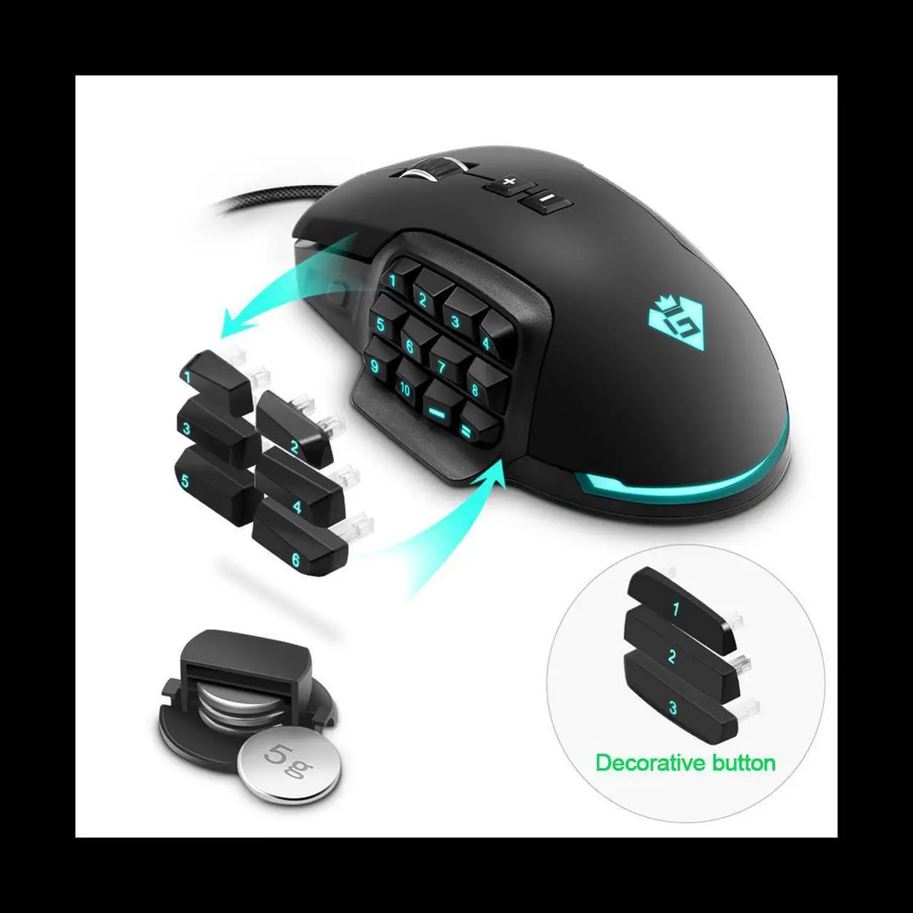Alt view image 4 of 6 - USB Wired RGB Game Mouse 24000 DPI 16 Button Programming Game Optical Mice for Computer PC Laptop