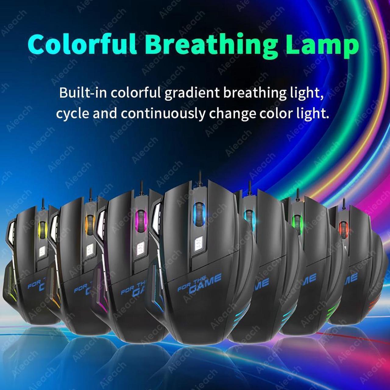 Main image of Gaming Esports Mouse 3200 DPI 7 Keys Game Mouse RGB Light Ergonomic Wired Game Mouse For Computer PC Laptop Accessories Mice(Black)