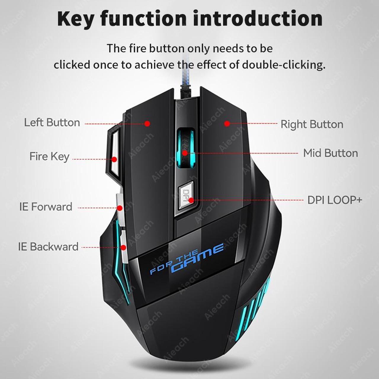 Alt view image 2 of 5 - Gaming Esports Mouse 3200 DPI 7 Keys Game Mouse RGB Light Ergonomic Wired Game Mouse For Computer PC Laptop Accessories Mice(Black)