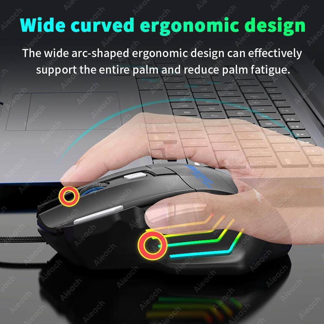 Alt view image 4 of 5 - Gaming Esports Mouse 3200 DPI 7 Keys Game Mouse RGB Light Ergonomic Wired Game Mouse For Computer PC Laptop Accessories Mice(Black)