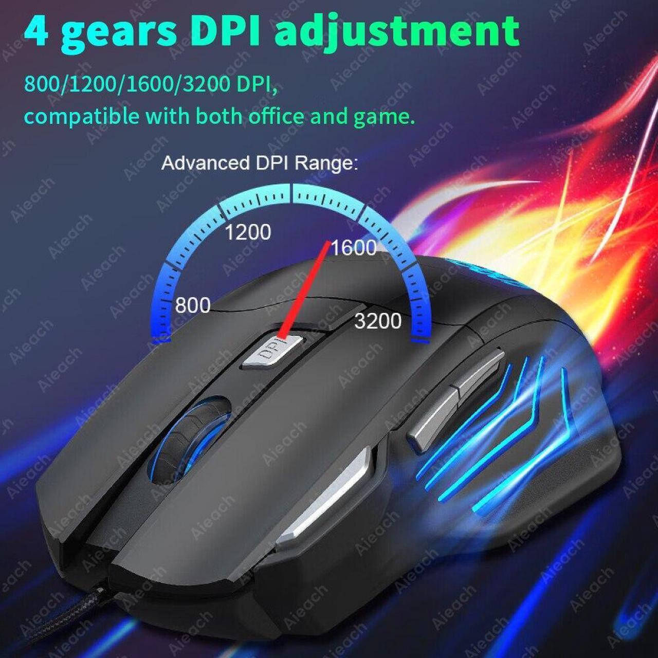 Alt view image 5 of 5 - Gaming Esports Mouse 3200 DPI 7 Keys Game Mouse RGB Light Ergonomic Wired Game Mouse For Computer PC Laptop Accessories Mice(Black)
