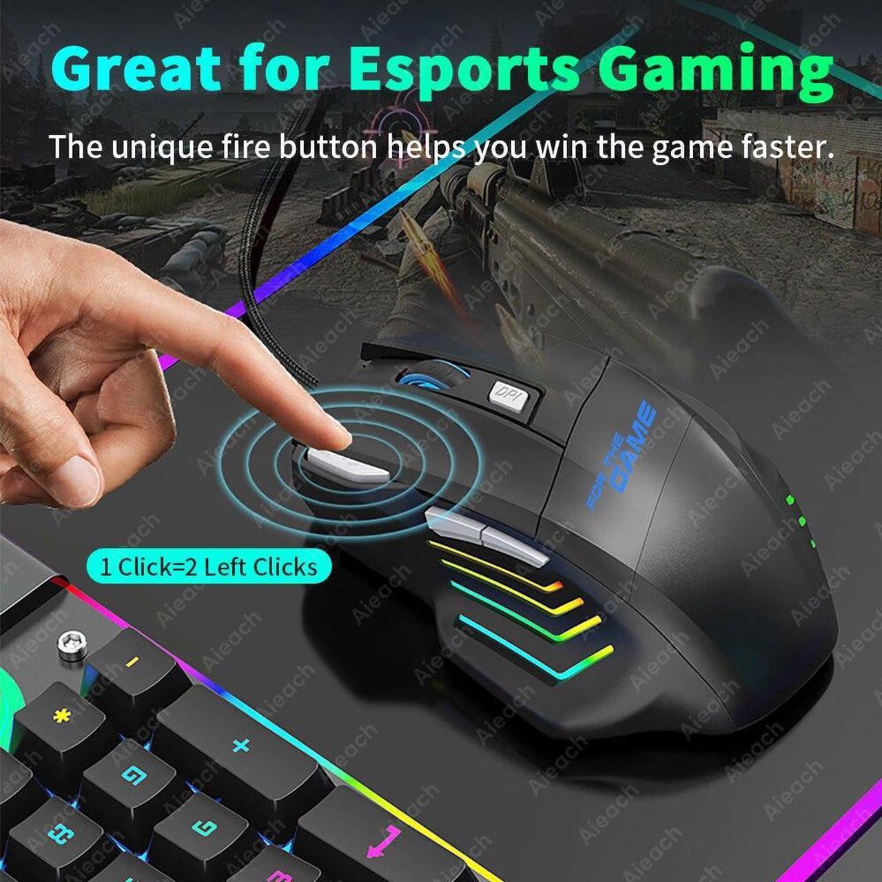 Alt view image 3 of 5 - Gaming Esports Mouse 3200 DPI 7 Keys Game Mouse RGB Light Ergonomic Wired Game Mouse For Computer PC Laptop Accessories Mice(Black)