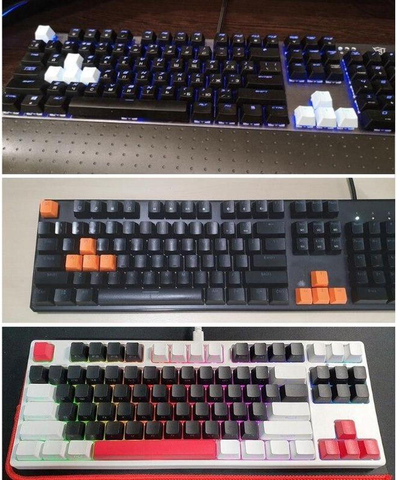 Alt view image 6 of 6 - 9 Keys PBT Backlit Keycaps WASD/ESC/Direction With Key Cap Puller For MX Switches Mechanical KeyboardRed