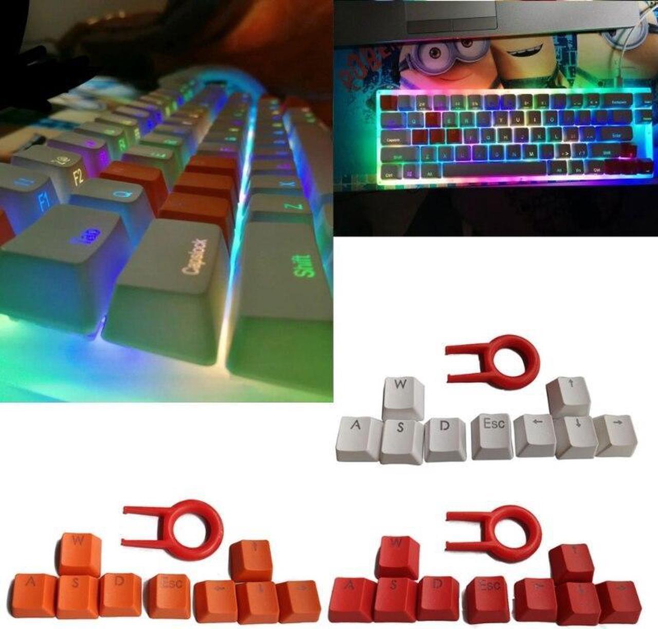 Alt view image 5 of 6 - 9 Keys PBT Backlit Keycaps WASD/ESC/Direction With Key Cap Puller For MX Switches Mechanical KeyboardRed