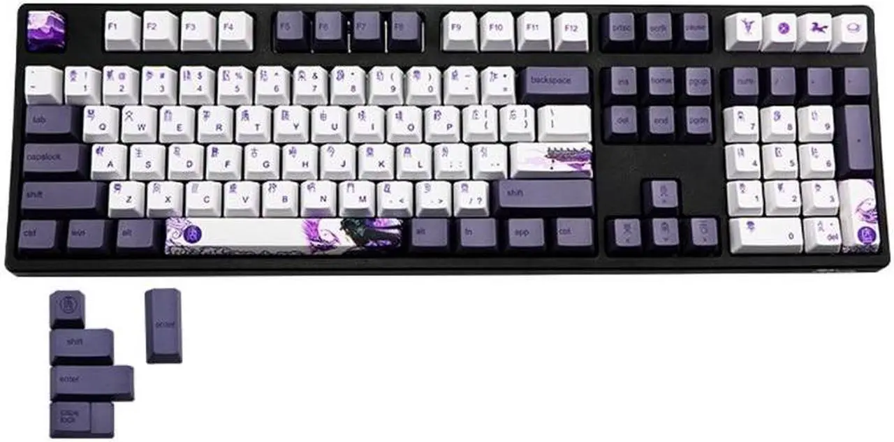 Alt view image 4 of 6 - 113 Keys Purple Datang Keycap PBT Sublimation Keyboard Keyca113 Keys Purple Datang Keycap PBT Sublimation Keyps OEM Profile GK61