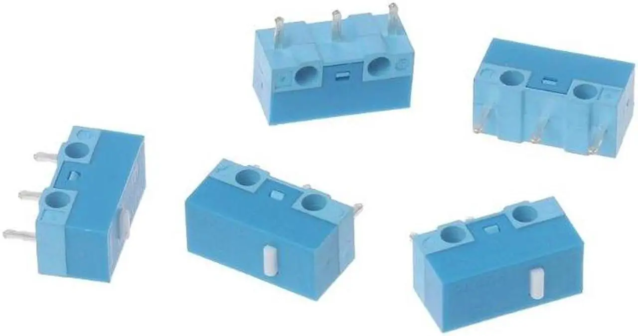 Alt view image 2 of 6 - 5Pcs HUANO-White Dot Blue Shell 0.74N Mouse Micro Switch Silver Alloy Contacts 20 Millions Lifetime