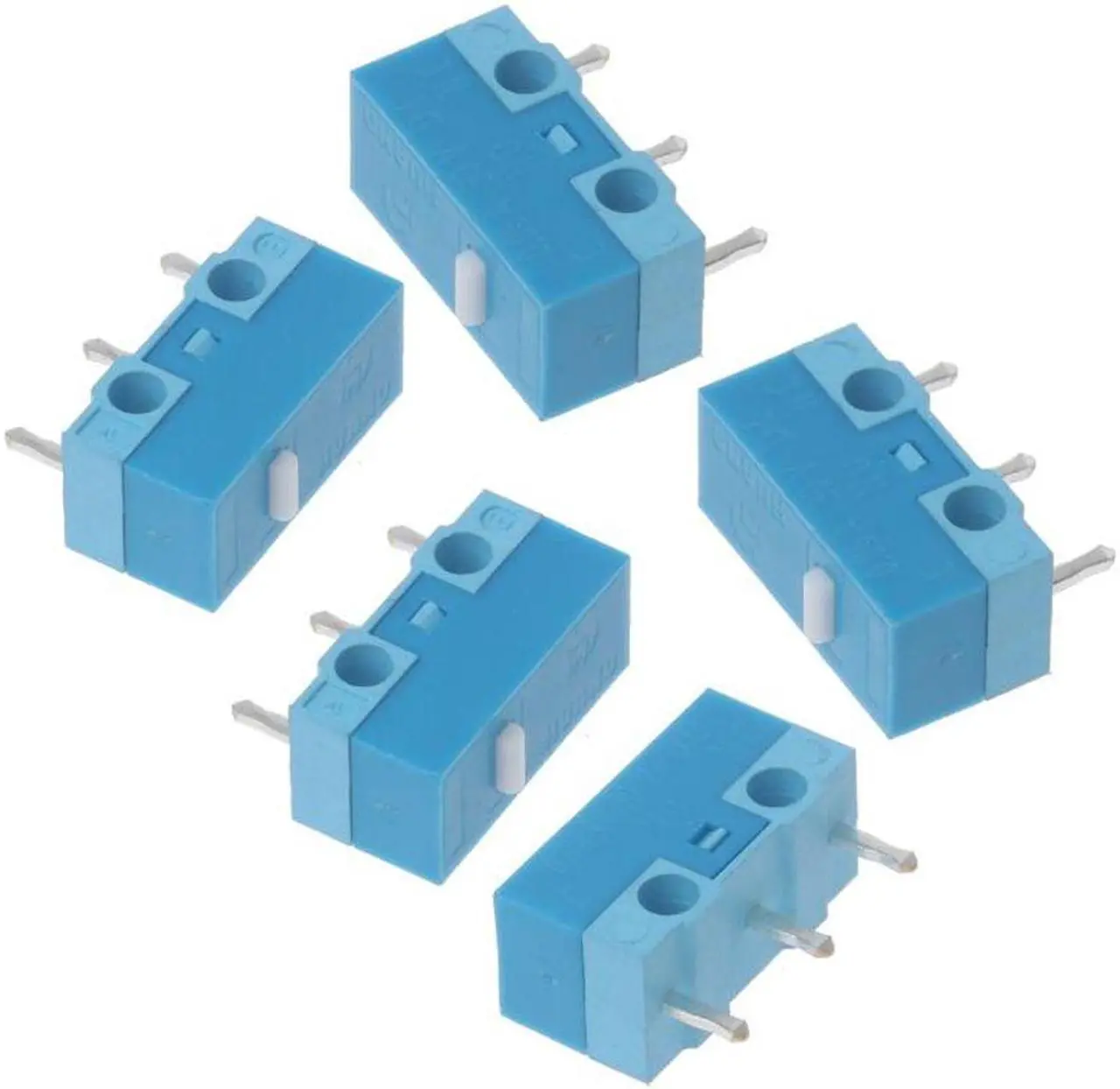 Alt view image 5 of 6 - 5Pcs HUANO-White Dot Blue Shell 0.74N Mouse Micro Switch Silver Alloy Contacts 20 Millions Lifetime