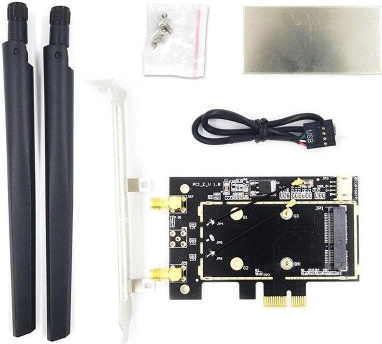 Main image of Wifi Adapter PCI-E 1X To Mini Pci-Express Wifi Raiser Wifi Wireless Card Adapter Dropship(2 antenna models)