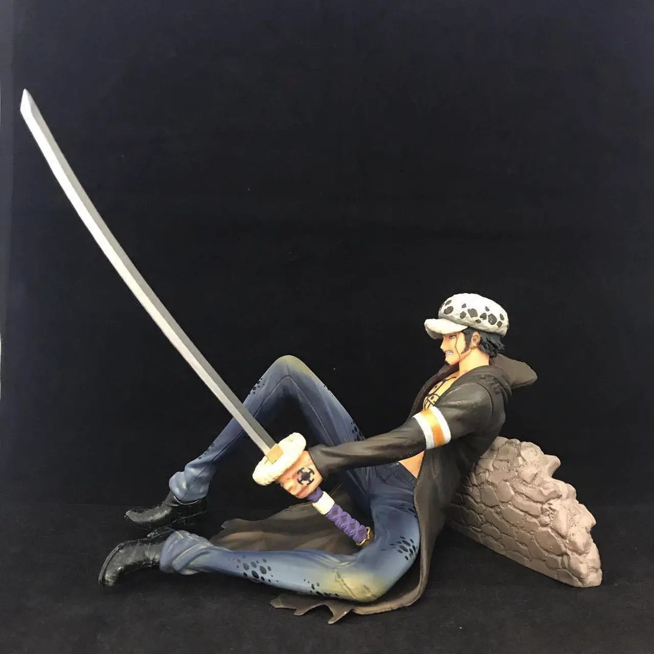 Alt view image 2 of 6 - Anime One Piece Trafalgar Law Battle Damage Sitting Position PVC Action Figure Collectible Model Doll Toy 18cm