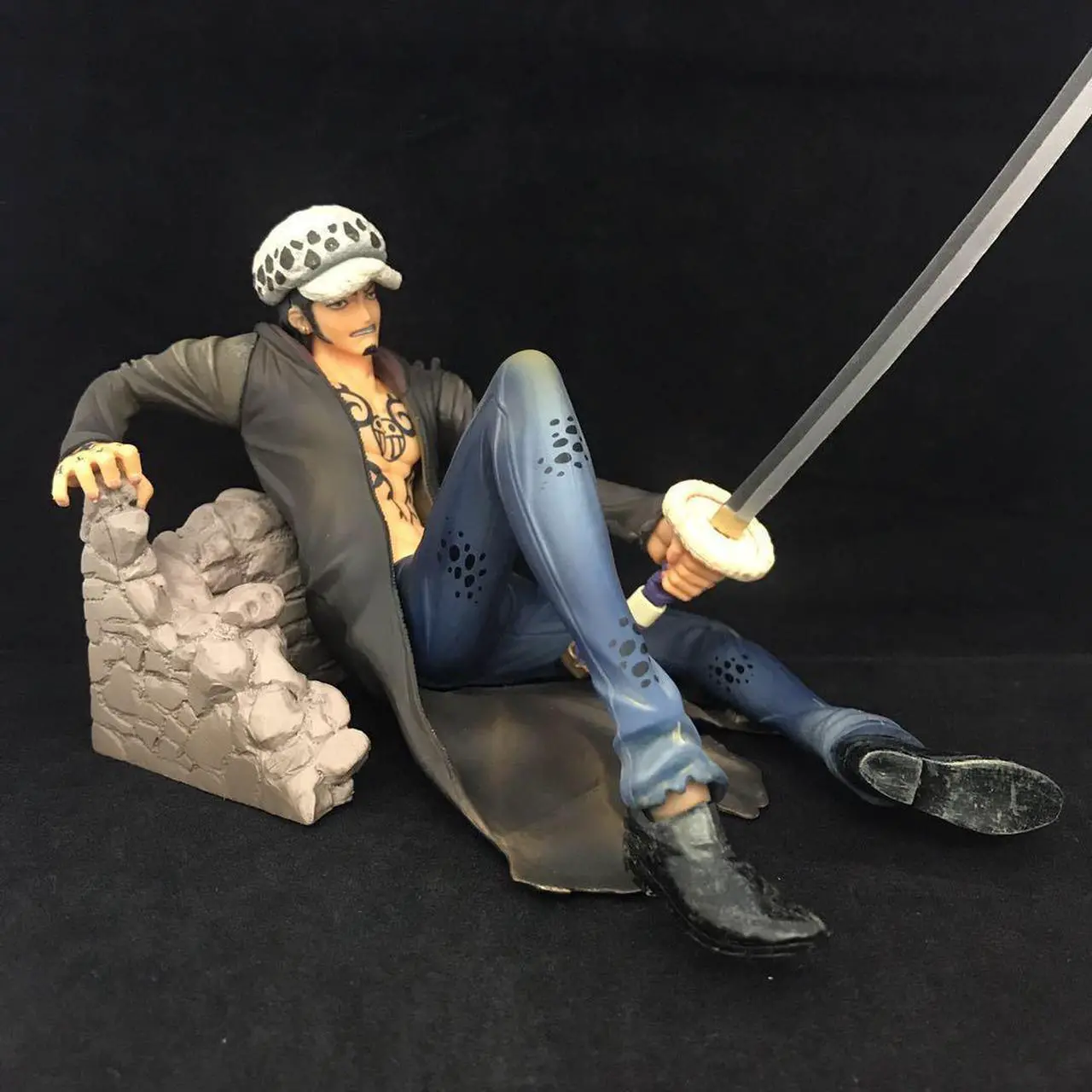 Alt view image 4 of 6 - Anime One Piece Trafalgar Law Battle Damage Sitting Position PVC Action Figure Collectible Model Doll Toy 18cm