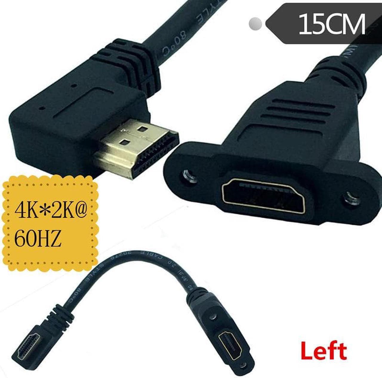 15CM 4K*2k Cable 60Hz HDTV 2.0V  Right Left Up Down angle male to female panel mount with screws HD extension cable