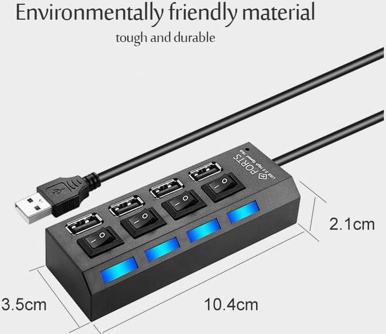 Alt view image 5 of 6 - USB 2.0 Hub USB Hub 2.0 Multi USB Splitter Hub Use Power Adapter 4/7 Port Multiple Expander USB 3.0 Hub with Switch 30CM Cable Color:chocolate(As the picture show)