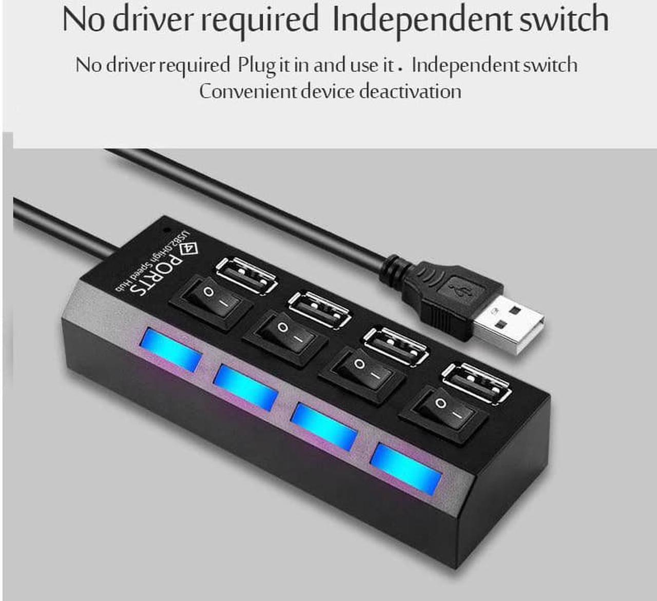 Alt view image 2 of 6 - USB 2.0 Hub USB Hub 2.0 Multi USB Splitter Hub Use Power Adapter 4/7 Port Multiple Expander USB 3.0 Hub with Switch 30CM Cable Color:chocolate(As the picture show)