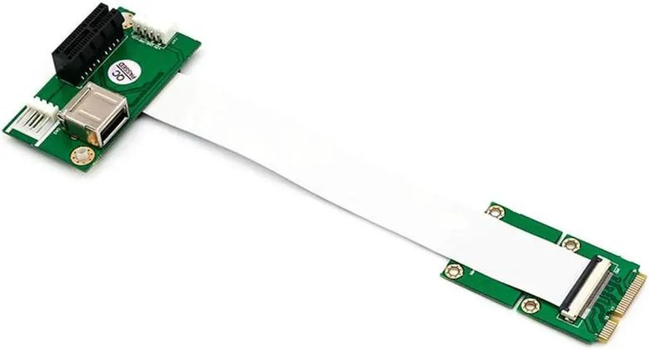 Alt view image 2 of 6 - Add On Cards Mini PCI-E to PCI Express 1X Adapter Riser Extension Cord Mini PCIE to PCIE X1 USB 2.0 Card Riser +FFC Cable