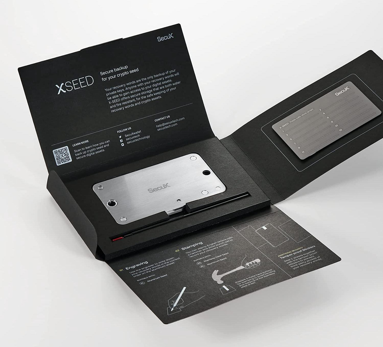 Alt view image 5 of 7 - SecuX - XSEED PRO - Indestructible Crypto Wallet Seed Steel Storage (Letter-tiles Storage Included) - Compatible with SecuX, Ledger, Trezor Hardware Wallets and Metamask, Coinbase Software Wallets,etc