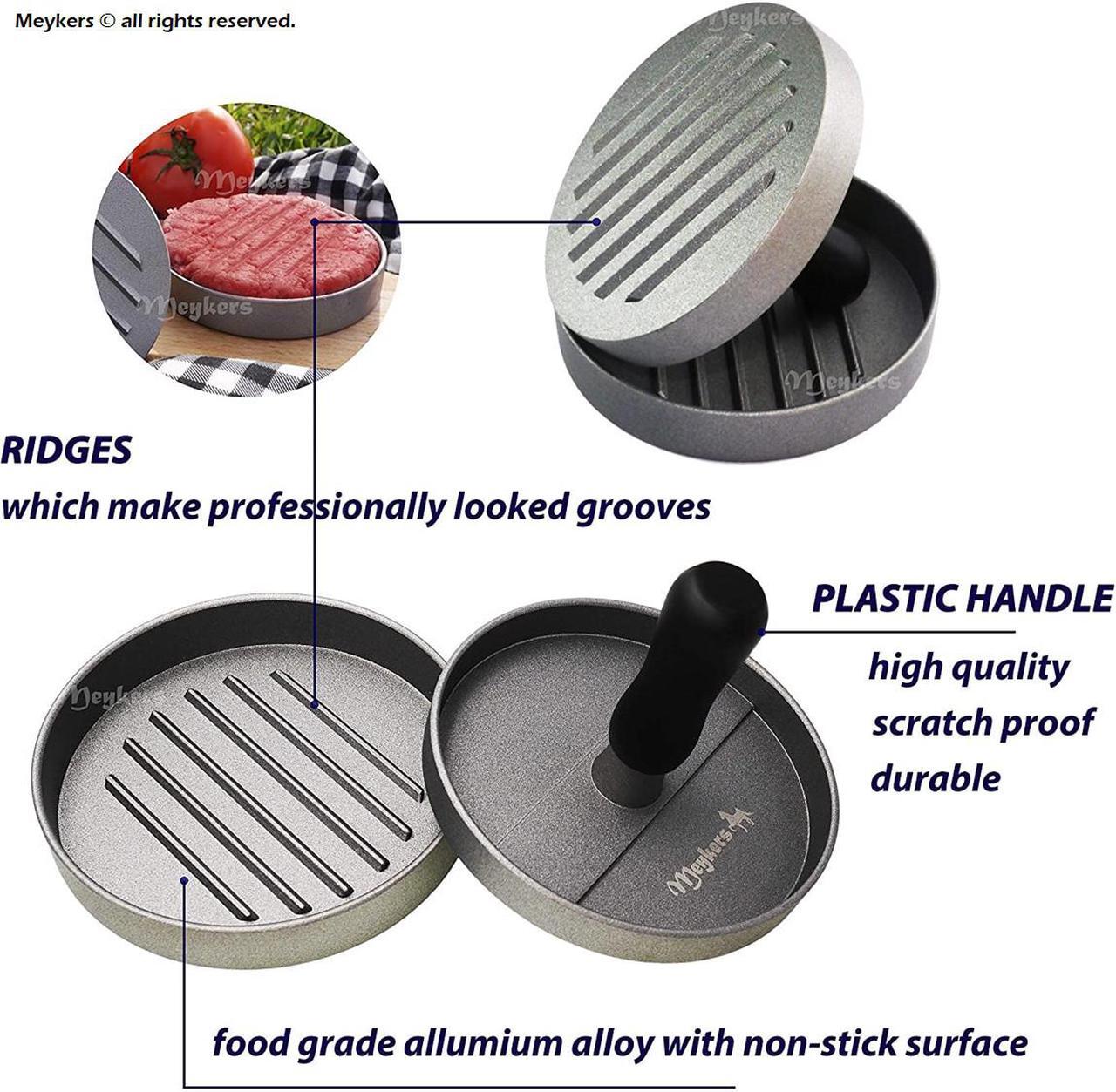Alt view image 3 of 6 - Meykers Burger Press 100 Patty Papers Set - Hamburger Press Patty Maker Non-Stick Mold with Wax Patty Paper Sheets for Making Quarter Lb or 1/3 Pound burger - Best BBQ Grill Griddle Gift Idea