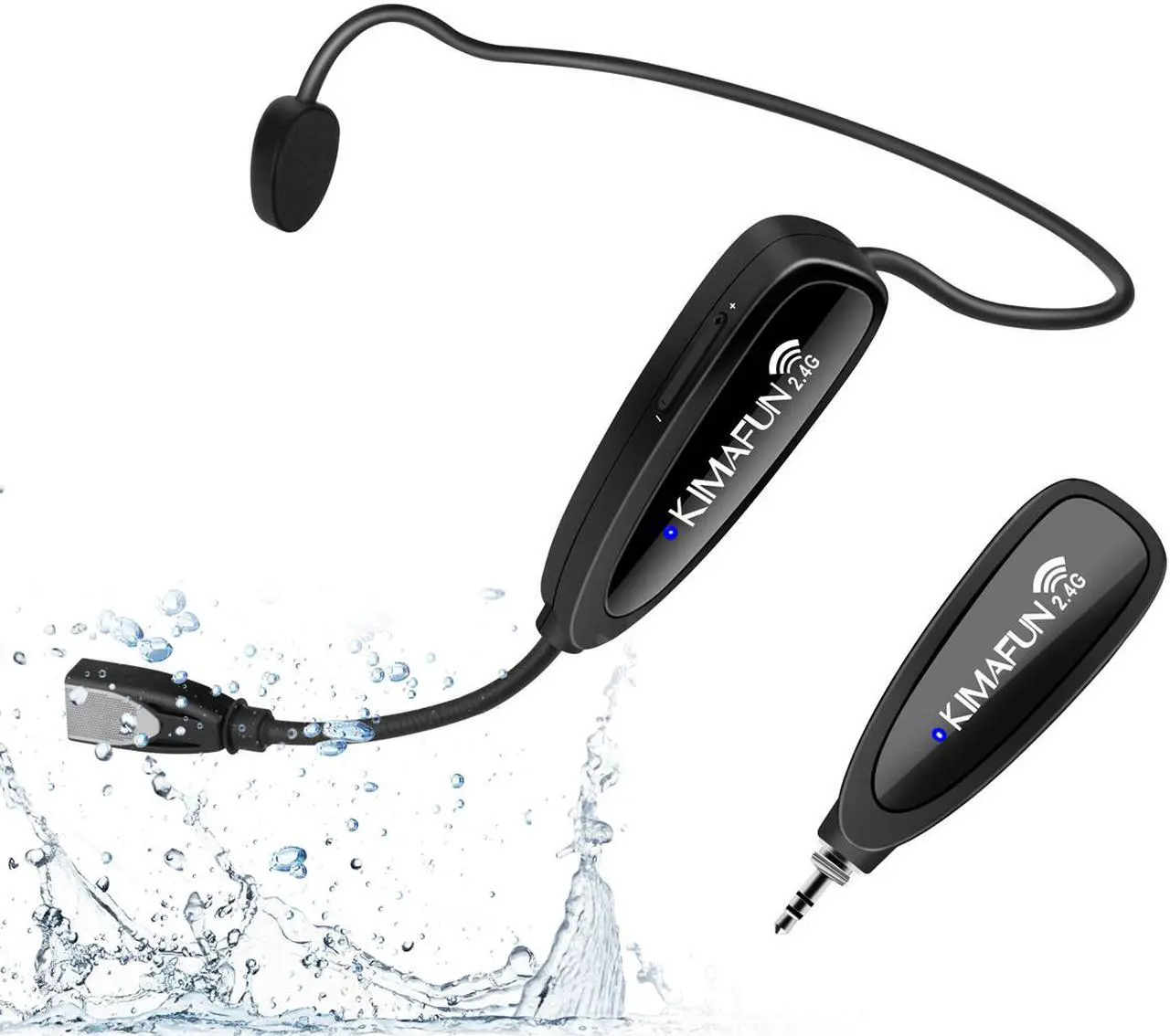 Main image of Fitness Wireless Microphone, KIMAFUN 2.4G Wireless Waterproof Headset Microphone with Transmitter and 3.5mm Receiver, For Fitness Instructor, Spinning, Yoga, Smartphone, Speaker, G100-1