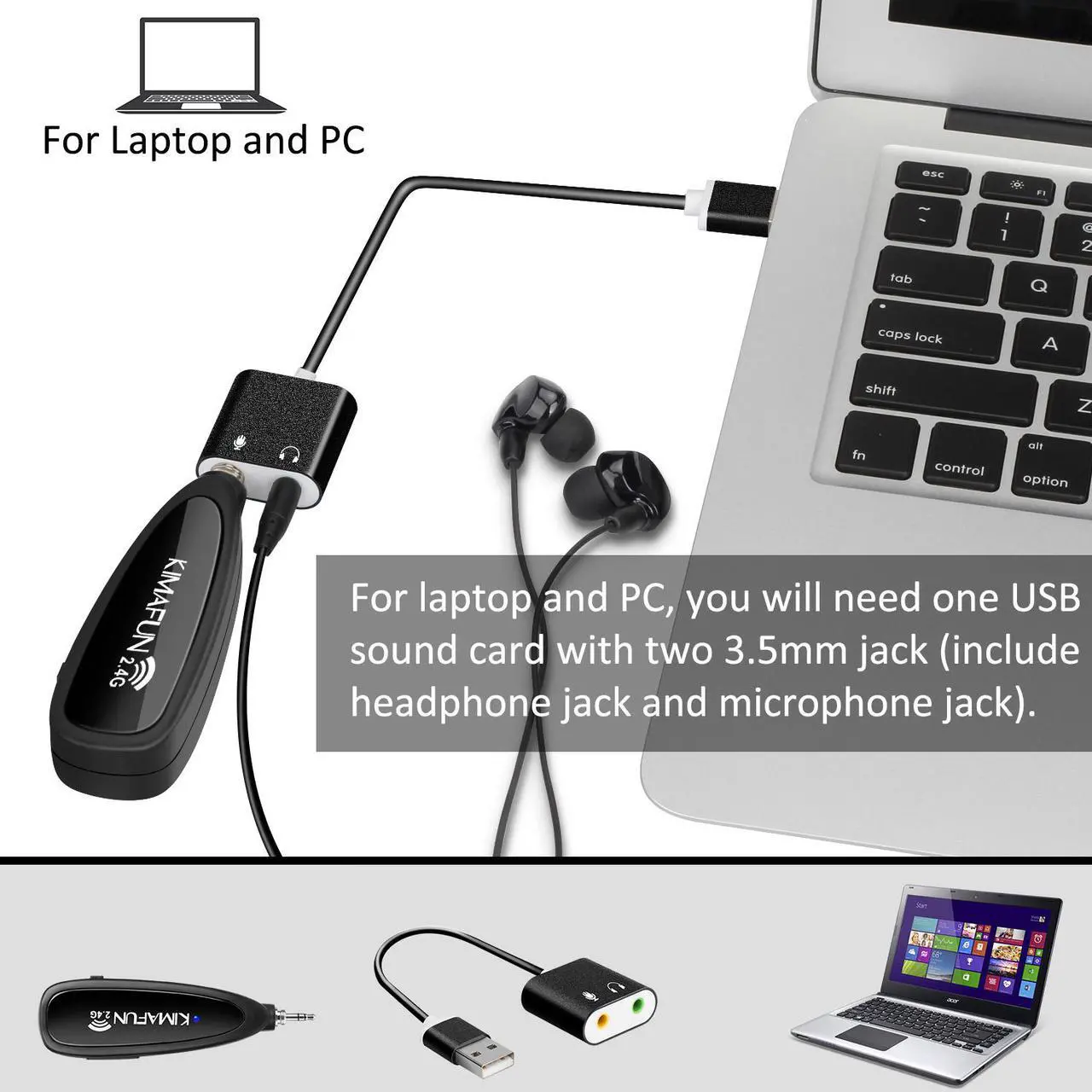 Alt view image 4 of 7 - Fitness Wireless Microphone, KIMAFUN 2.4G Wireless Waterproof Headset Microphone with Transmitter and 3.5mm Receiver, For Fitness Instructor, Spinning, Yoga, Smartphone, Speaker, G100-1