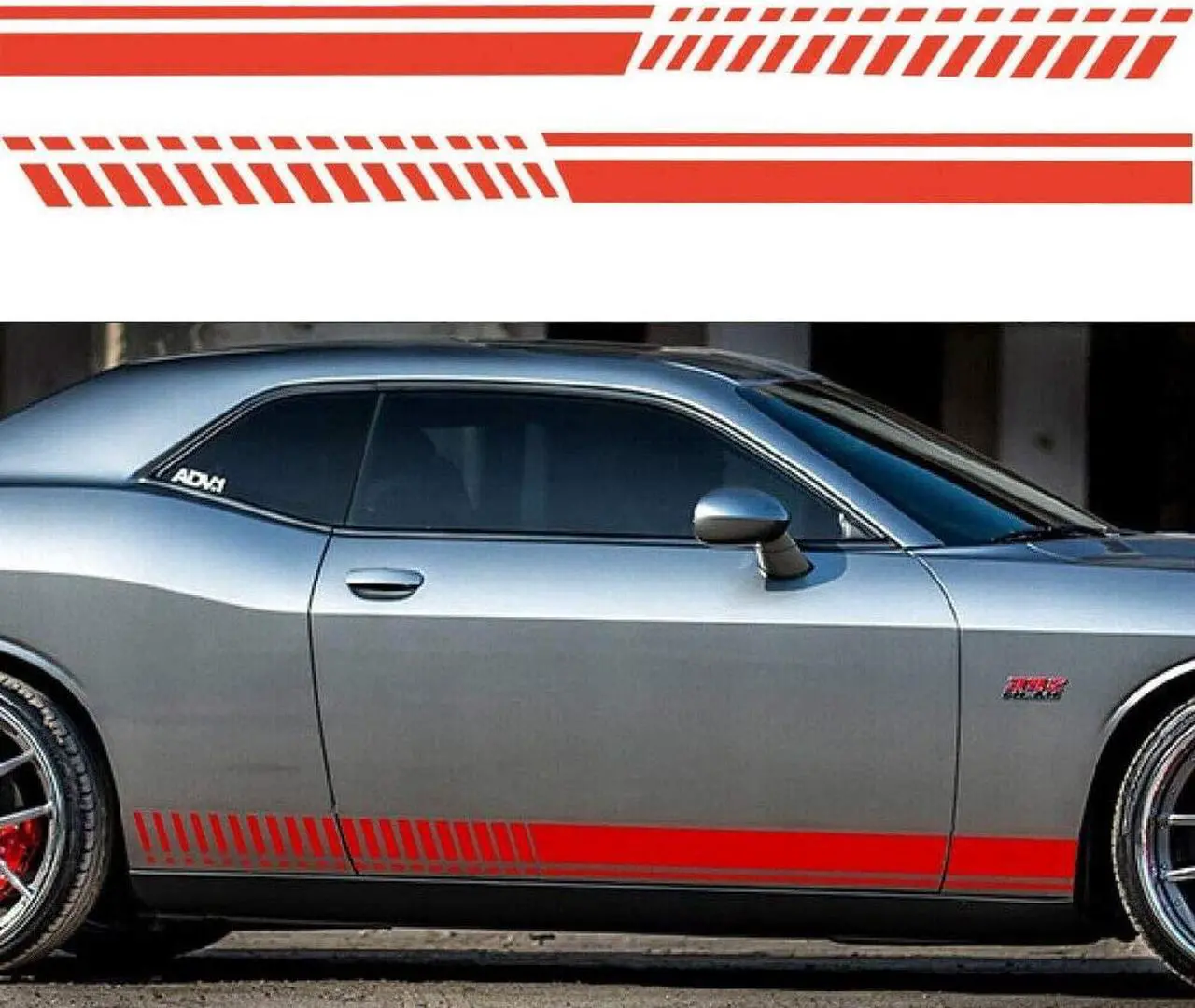 Alt view image 2 of 6 - Racing Side Rocker Stripes Decal Sticker for Dodge Challenger RT SRT 2008-2019