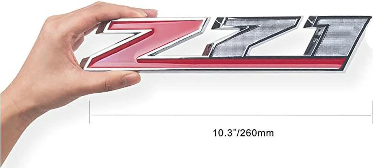 Alt view image 2 of 7 - 2X Chrome Red Z71 Emblem 10.3inch 3D Badge Decal Sticker Replacement for Chevy