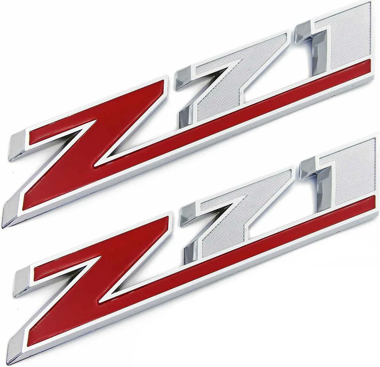 Alt view image 3 of 7 - 2X Chrome Red Z71 Emblem 10.3inch 3D Badge Decal Sticker Replacement for Chevy